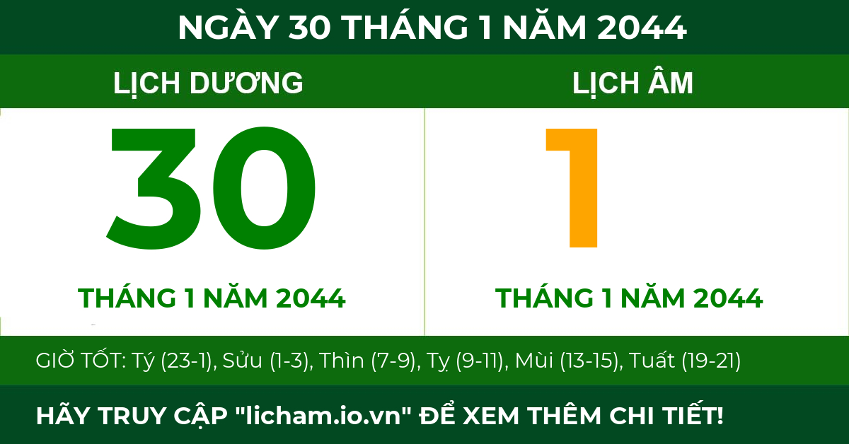 lịch âm ngày 30 tháng 1 năm 2044