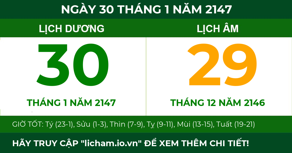 lịch âm ngày 30 tháng 1 năm 2147