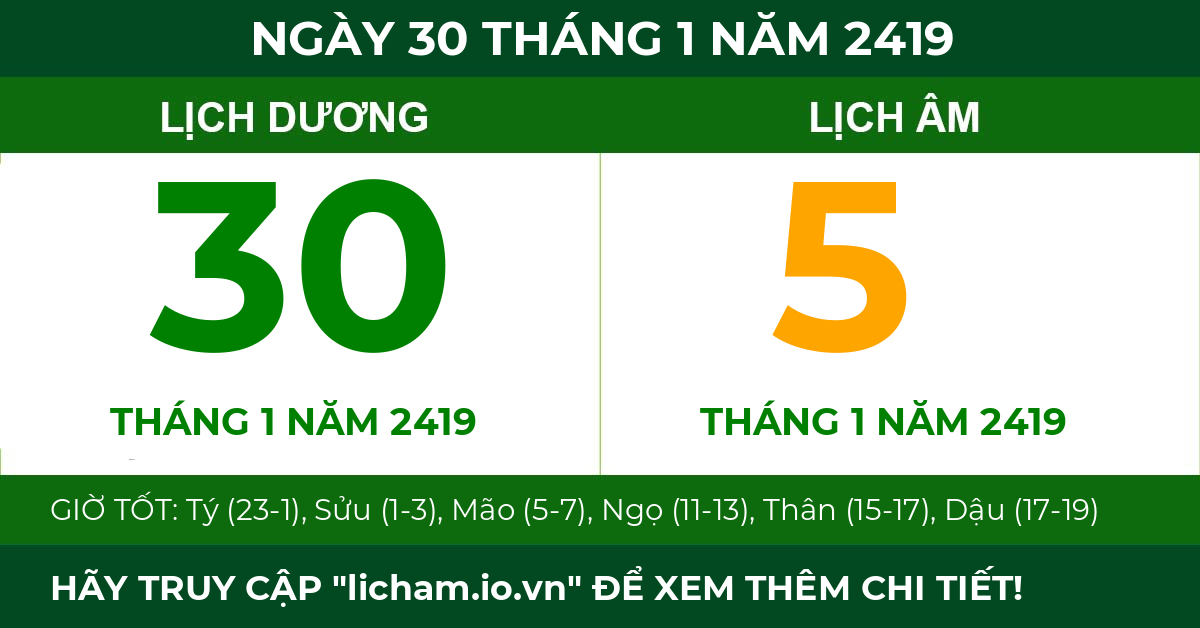 lịch âm ngày 30 tháng 1 năm 2419