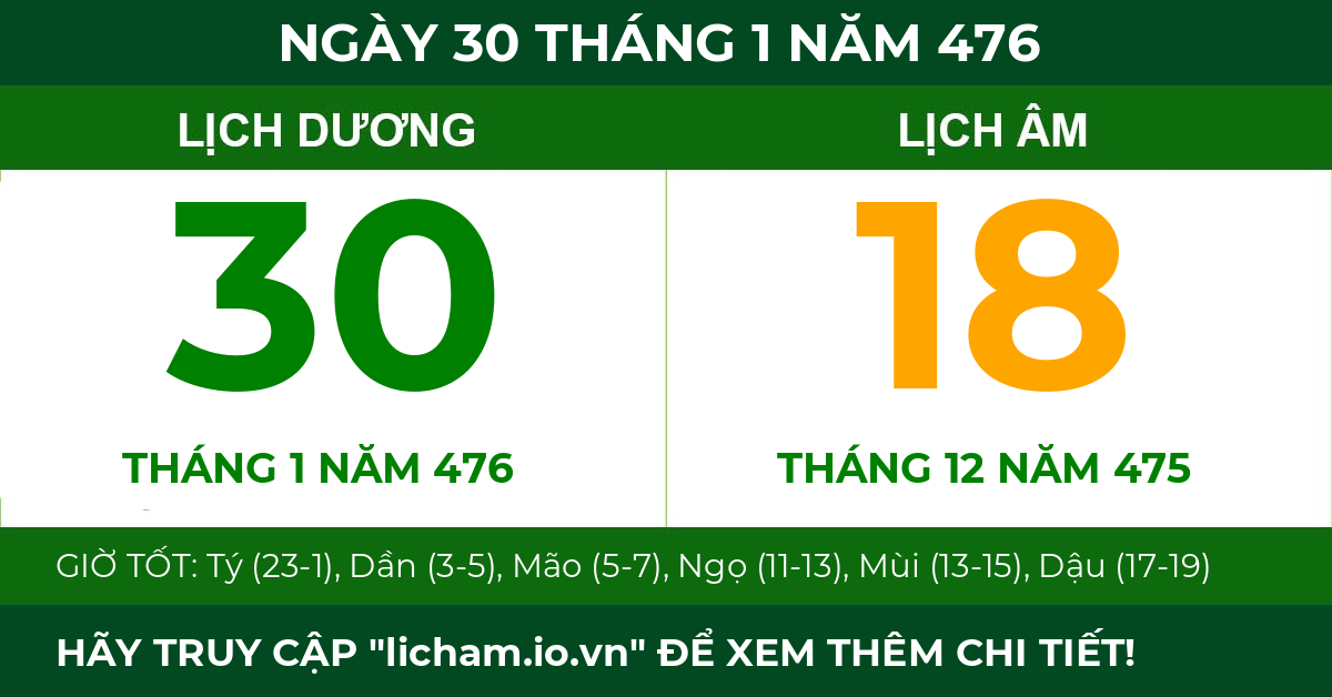 lịch âm ngày 30 tháng 1 năm 476
