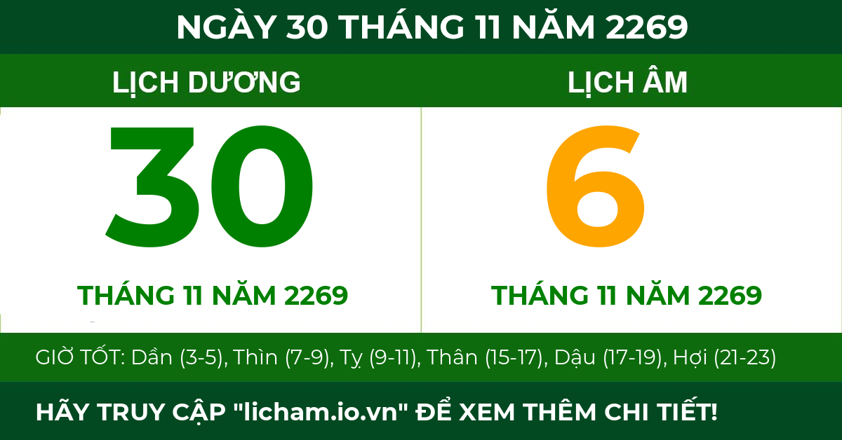 lịch âm ngày 30 tháng 11 năm 2269
