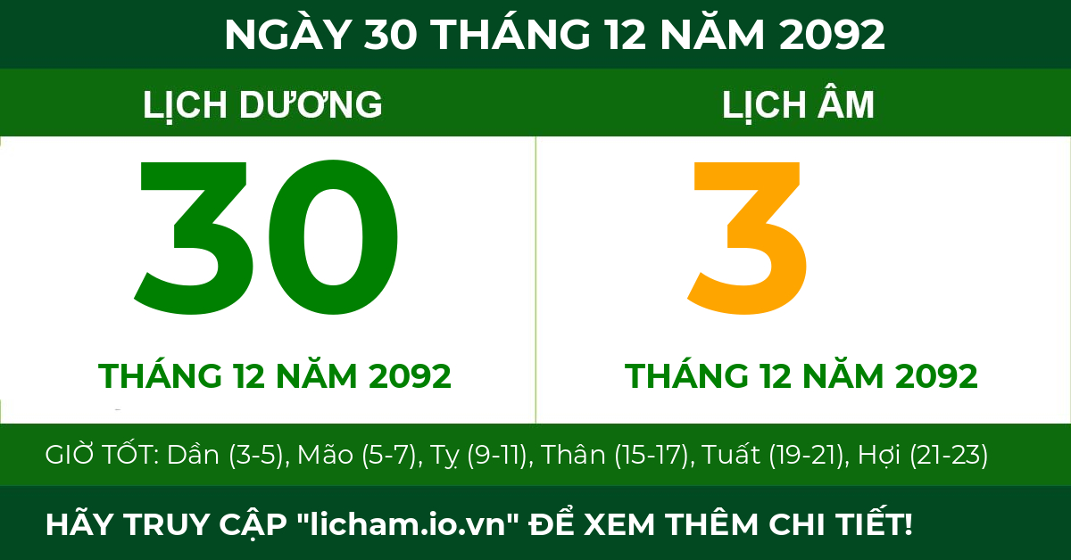 lịch âm ngày 30 tháng 12 năm 2092