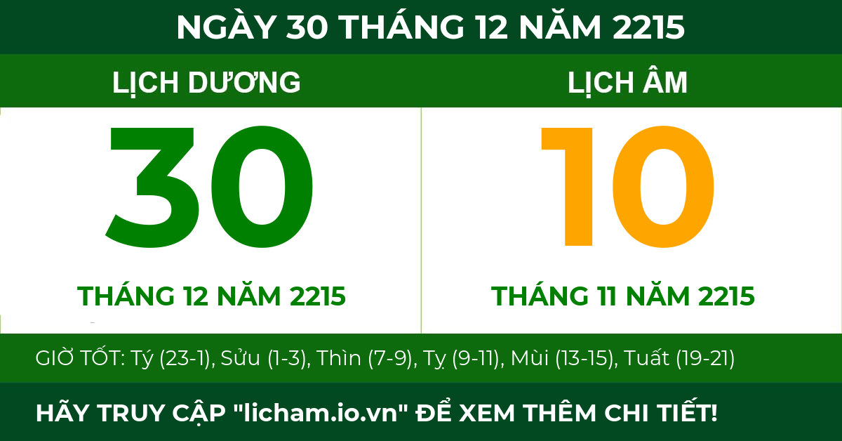 lịch âm ngày 30 tháng 12 năm 2215