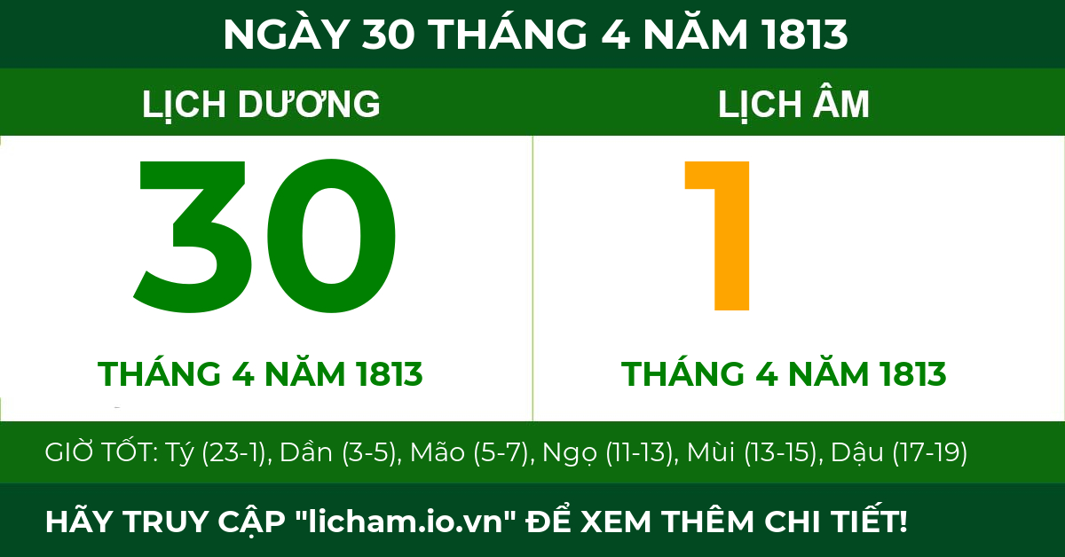 lịch âm ngày 30 tháng 4 năm 1813