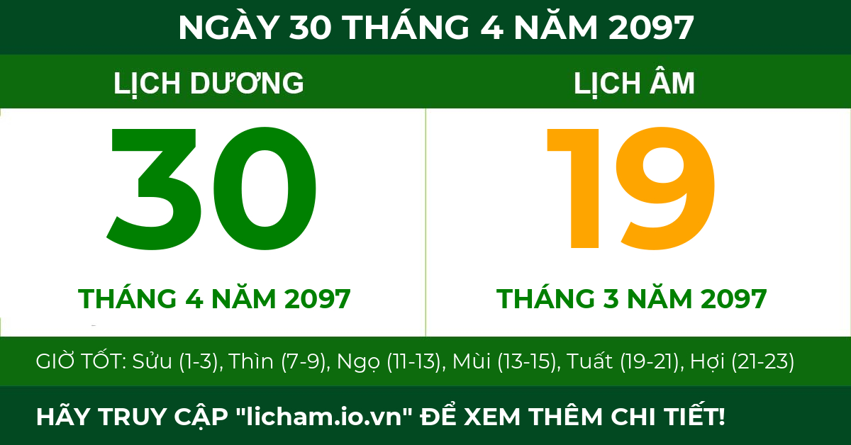 lịch âm ngày 30 tháng 4 năm 2097