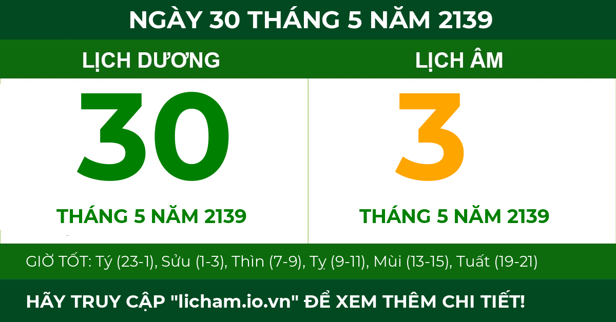 lịch âm ngày 30 tháng 5 năm 2139