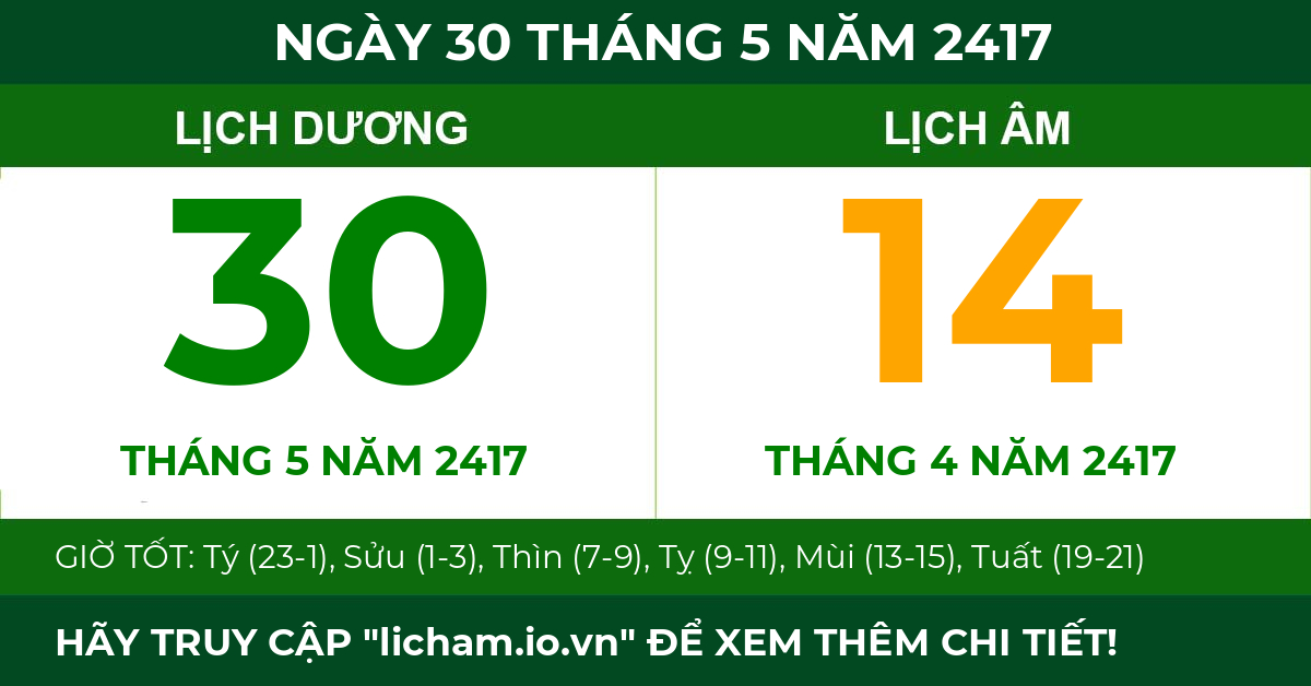 lịch âm ngày 30 tháng 5 năm 2417