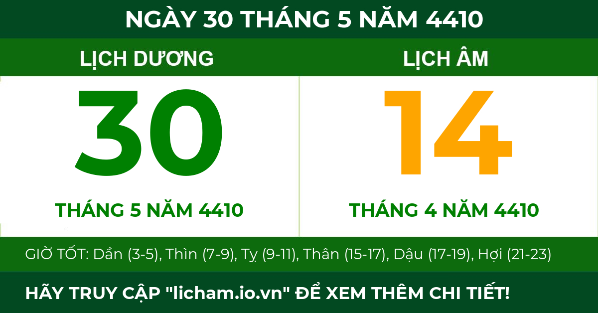 lịch âm ngày 30 tháng 5 năm 4410
