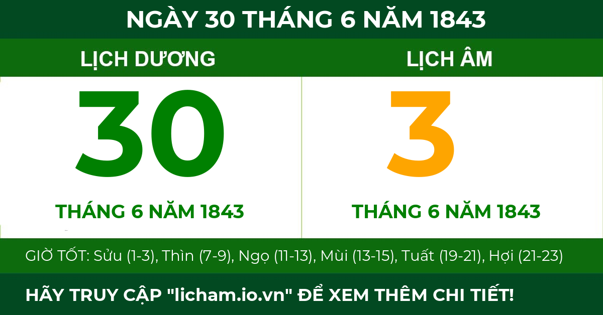 lịch âm ngày 30 tháng 6 năm 1843