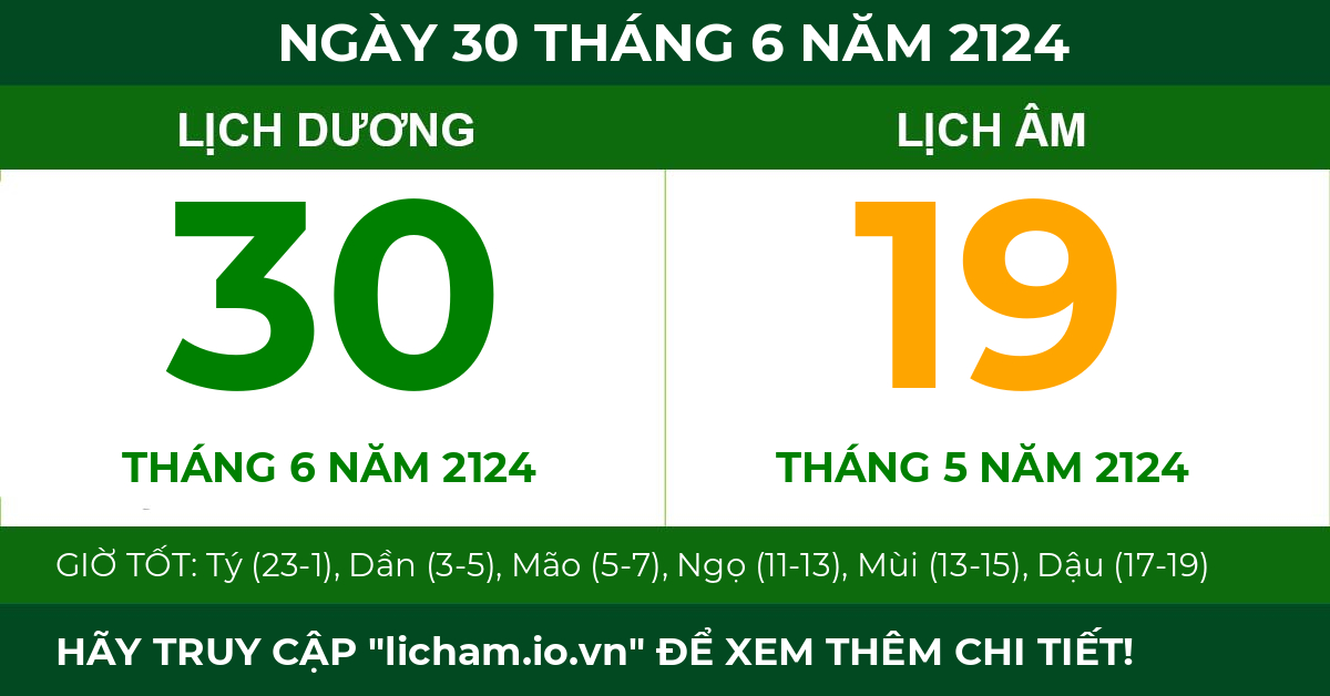 lịch âm ngày 30 tháng 6 năm 2124