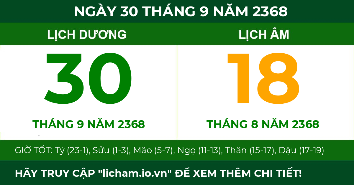 lịch âm ngày 30 tháng 9 năm 2368