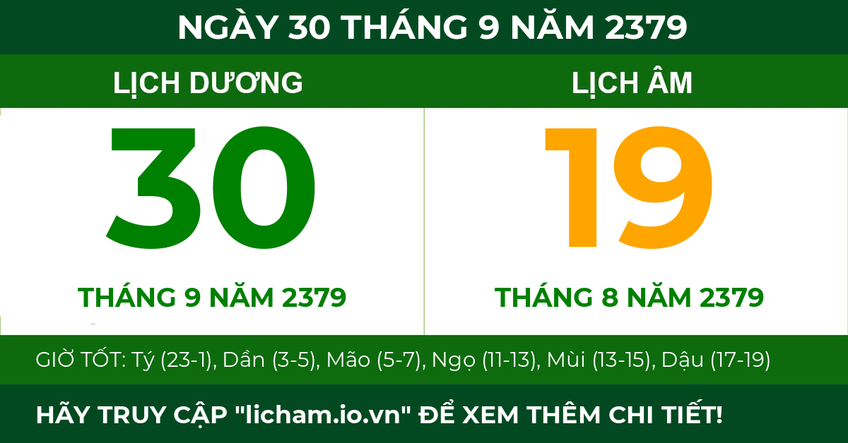 lịch âm ngày 30 tháng 9 năm 2379