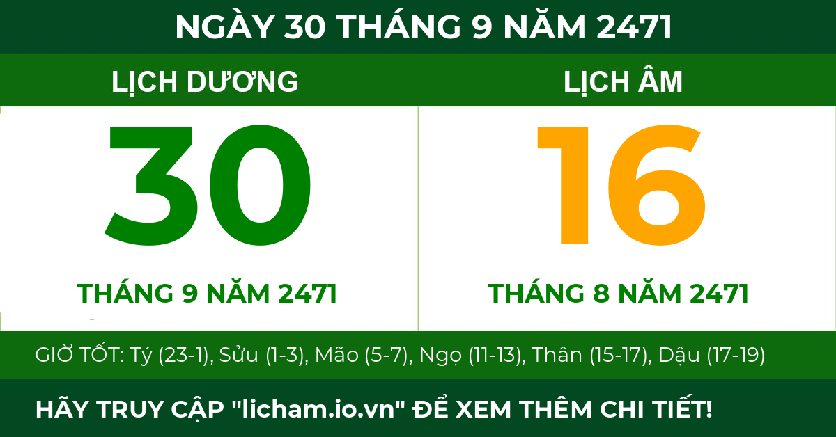 lịch âm ngày 30 tháng 9 năm 2471