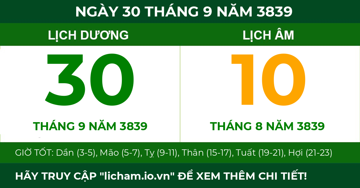 lịch âm ngày 30 tháng 9 năm 3839