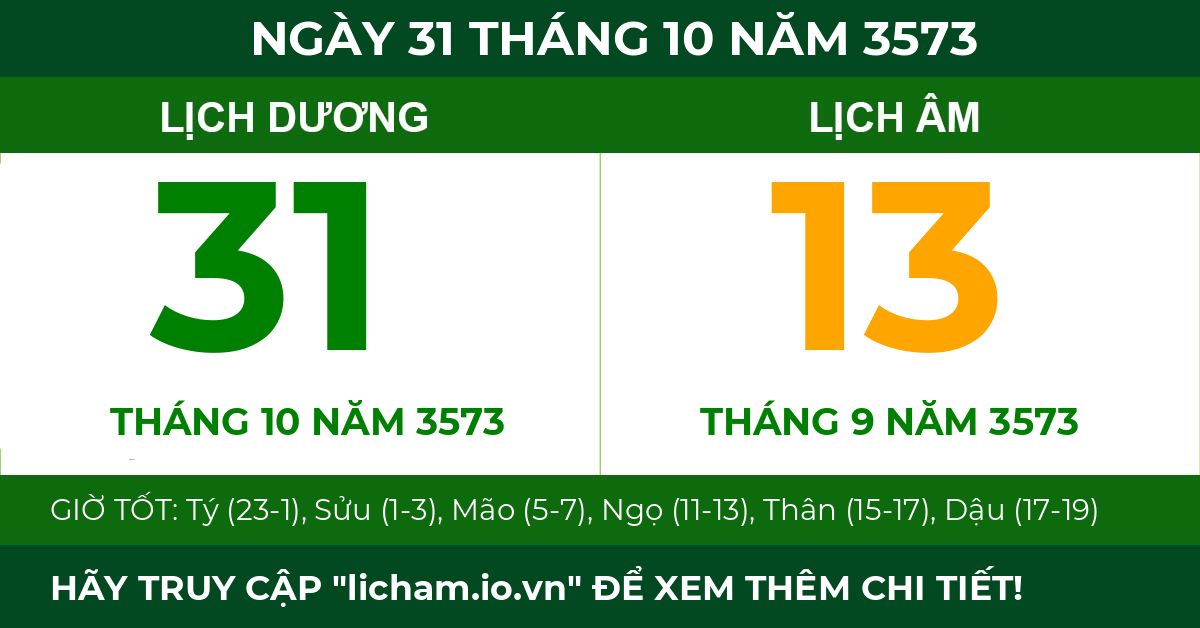 lịch âm ngày 31 tháng 10 năm 3573