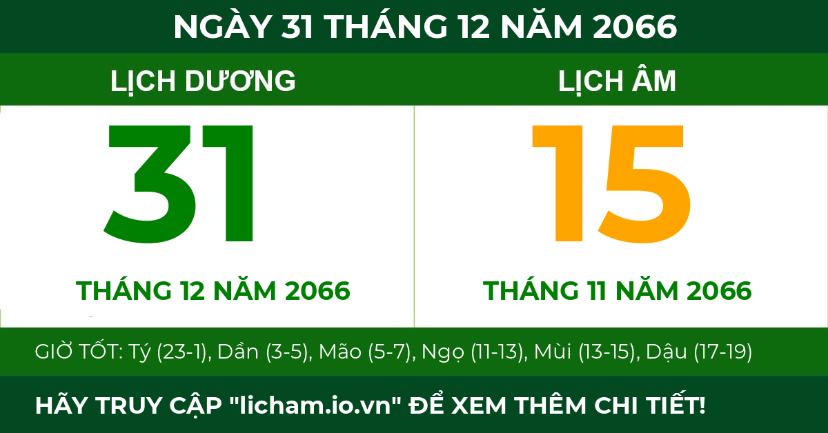 lịch âm ngày 31 tháng 12 năm 2066
