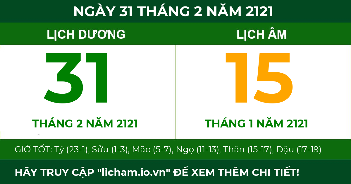 lịch âm ngày 31 tháng 2 năm 2121