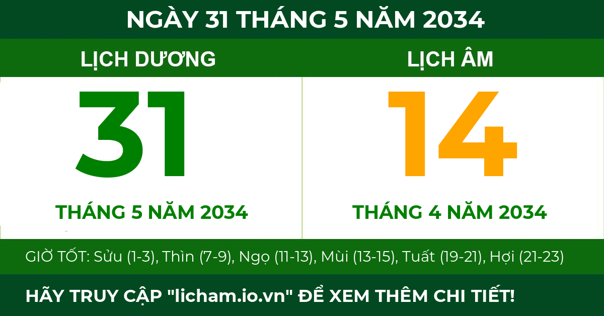 lịch âm ngày 31 tháng 5 năm 2034