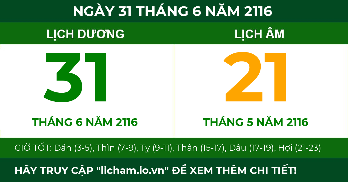 lịch âm ngày 31 tháng 6 năm 2116