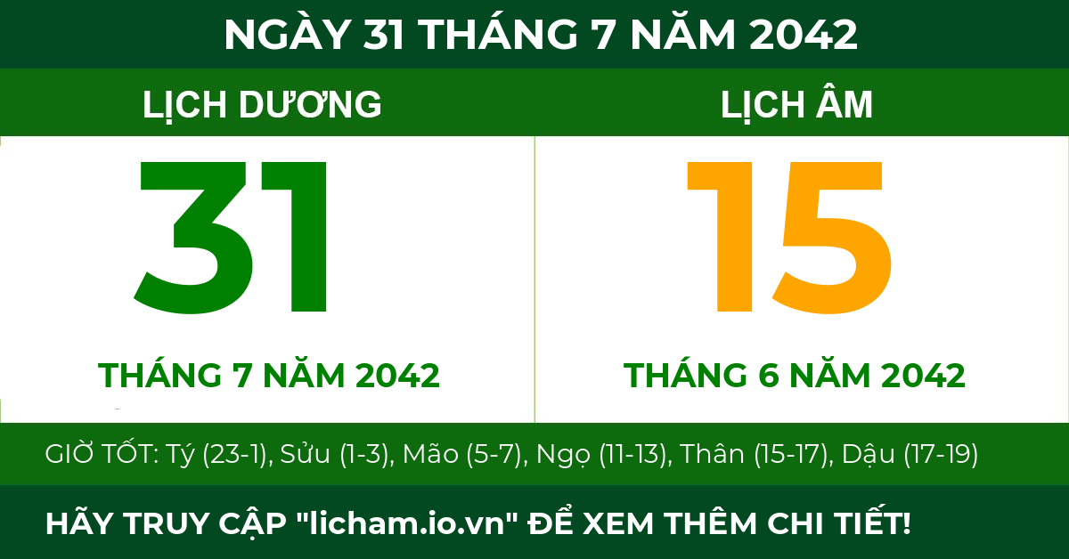 lịch âm ngày 31 tháng 7 năm 2042