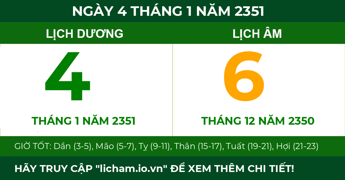 lịch âm ngày 4 tháng 1 năm 2351