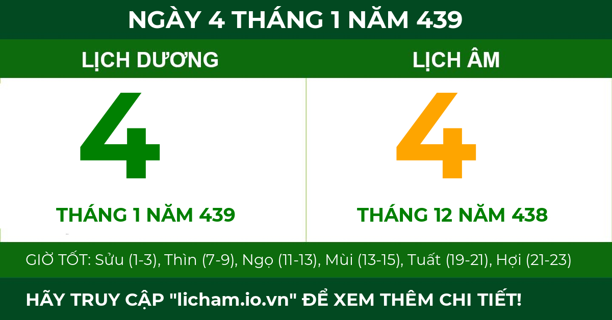 lịch âm ngày 4 tháng 1 năm 439