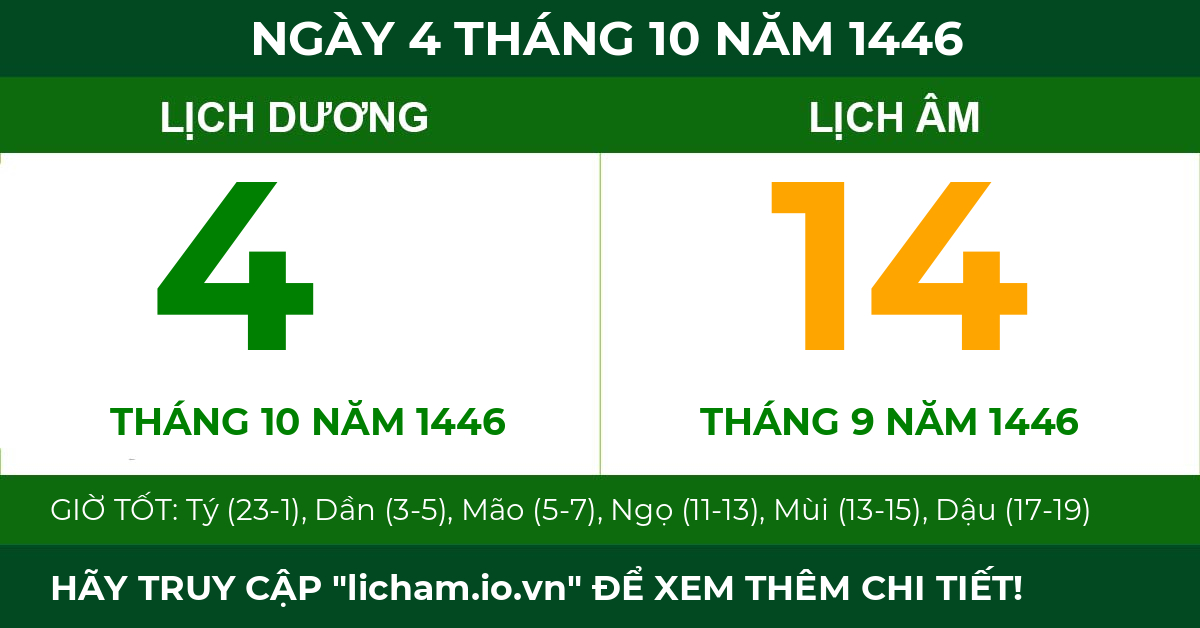 lịch âm ngày 4 tháng 10 năm 1446