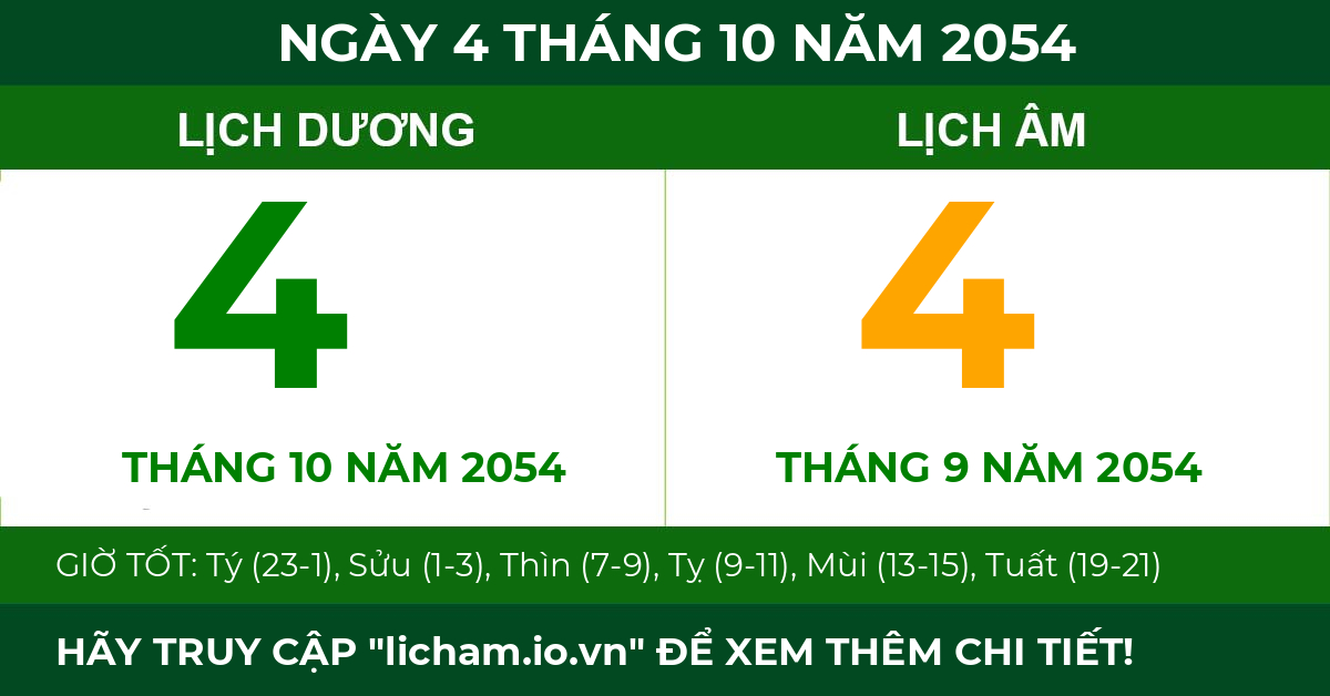 lịch âm ngày 4 tháng 10 năm 2054