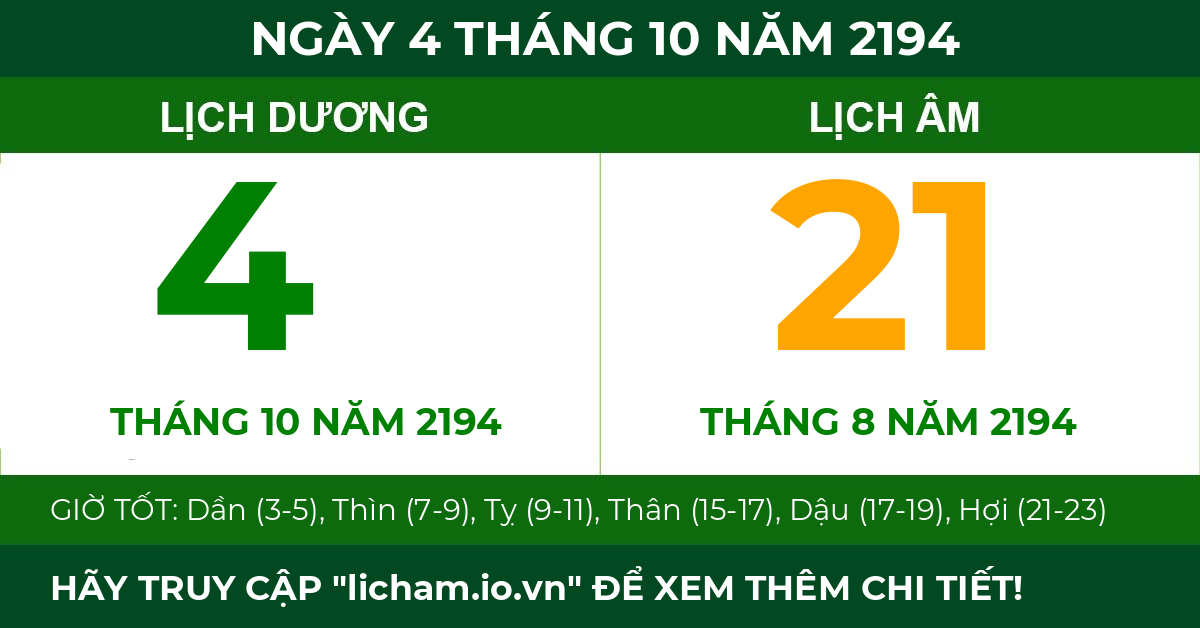 lịch âm ngày 4 tháng 10 năm 2194