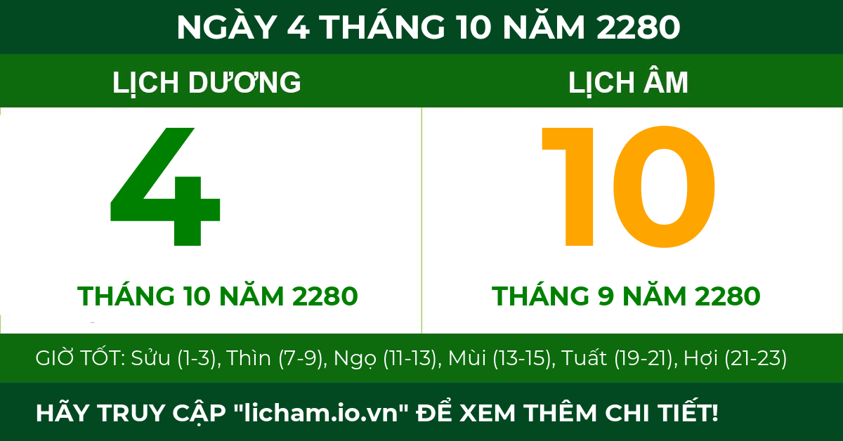 lịch âm ngày 4 tháng 10 năm 2280