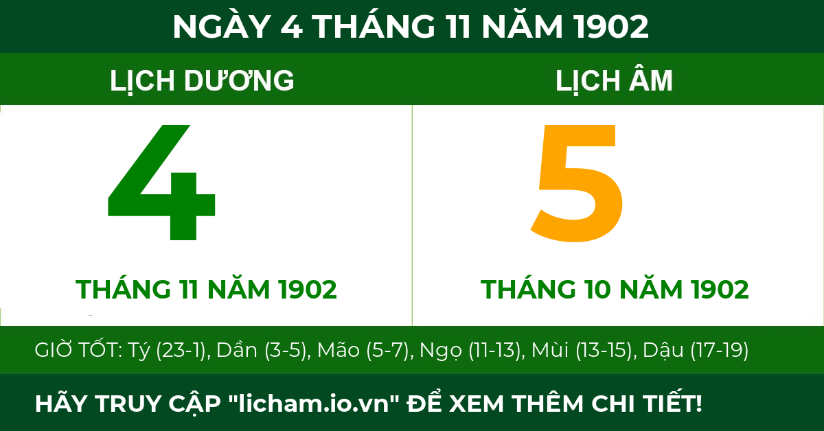 lịch âm ngày 4 tháng 11 năm 1902