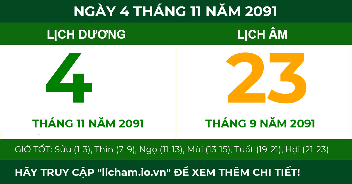 lịch âm ngày 4 tháng 11 năm 2091