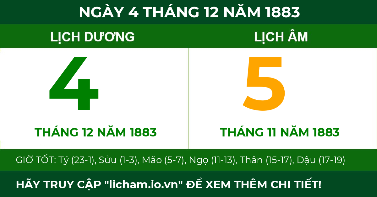 lịch âm ngày 4 tháng 12 năm 1883