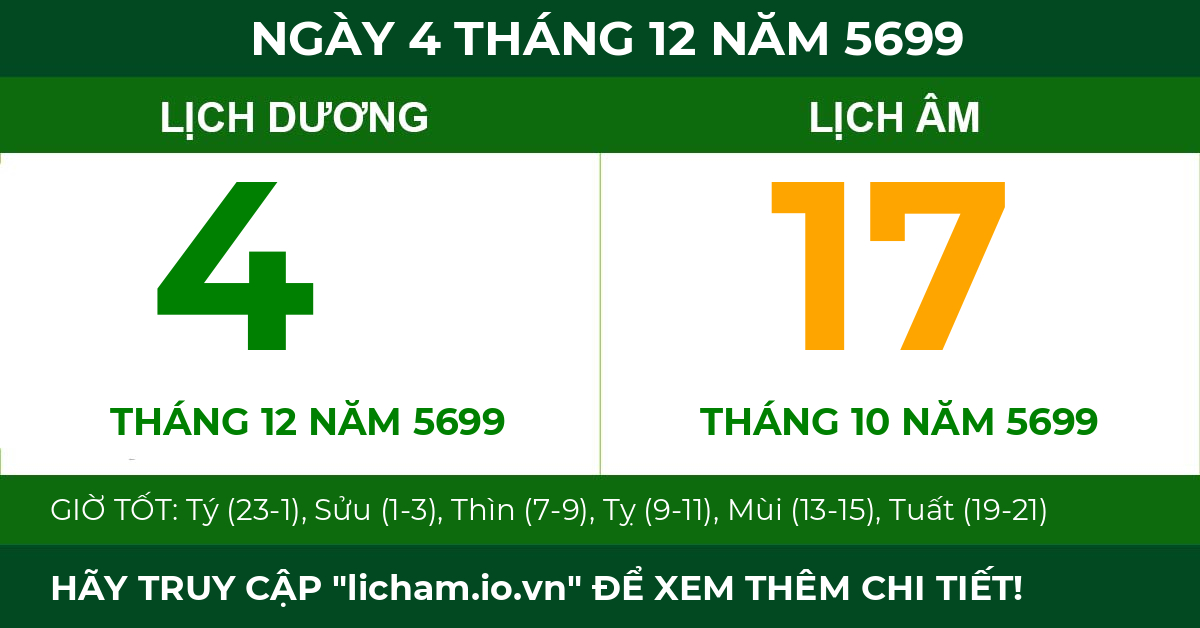 lịch âm ngày 4 tháng 12 năm 5699