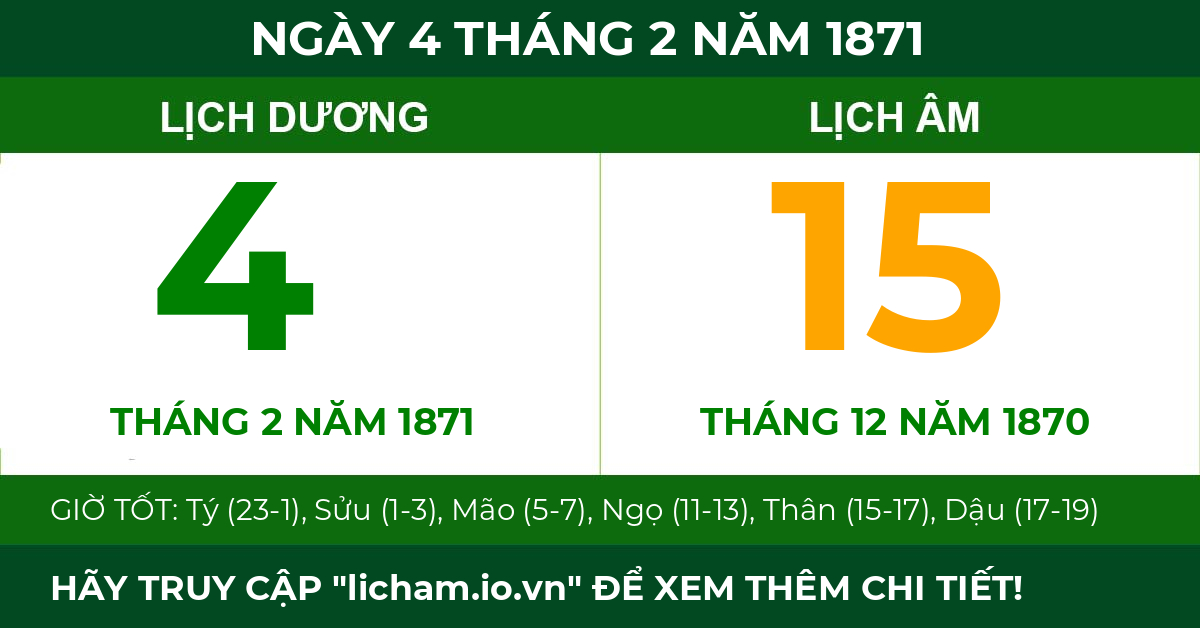 lịch âm ngày 4 tháng 2 năm 1871