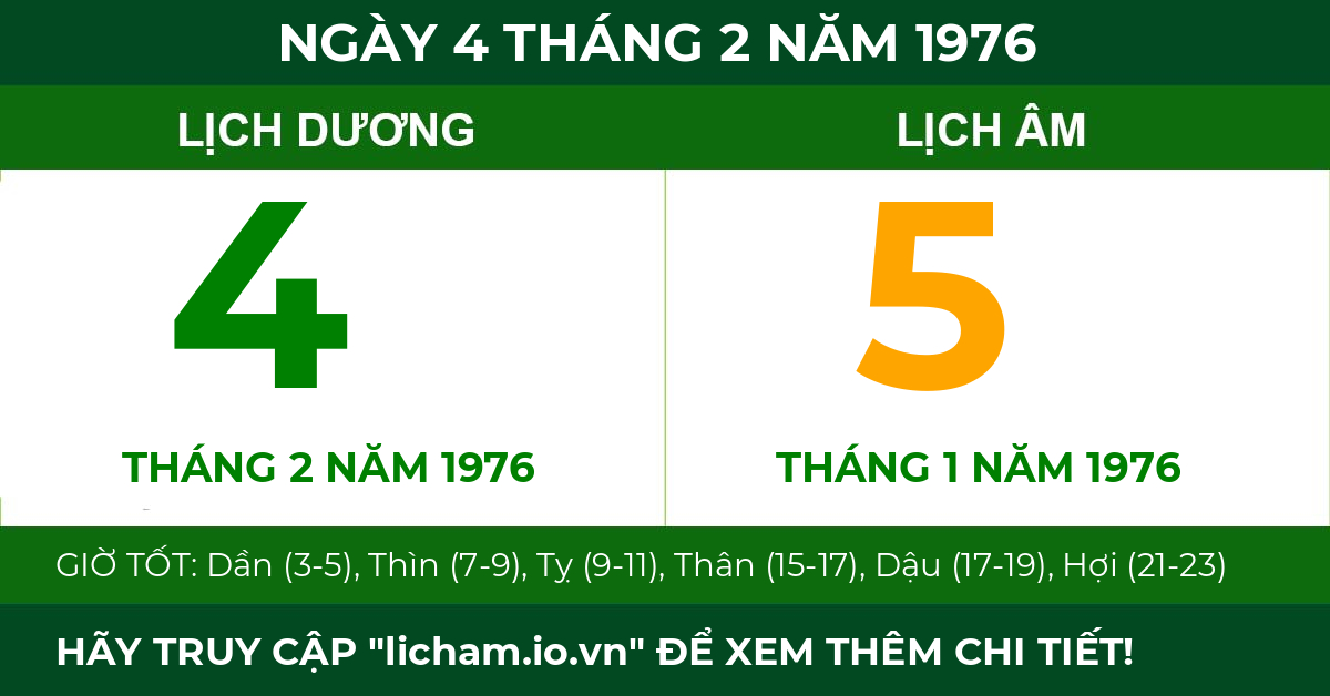 lịch âm ngày 4 tháng 2 năm 1976