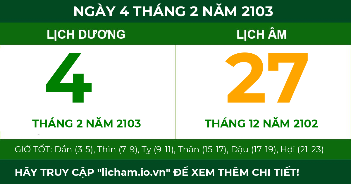 lịch âm ngày 4 tháng 2 năm 2103
