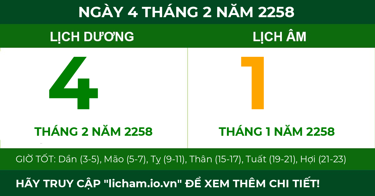 lịch âm ngày 4 tháng 2 năm 2258