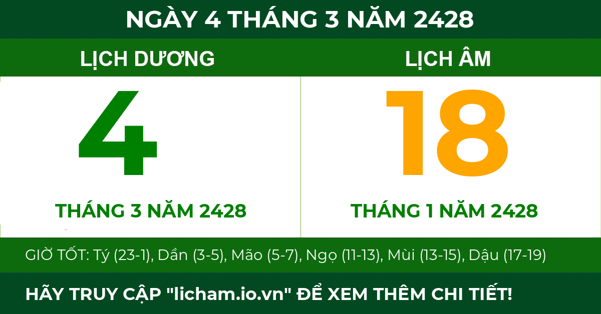 lịch âm ngày 4 tháng 3 năm 2428