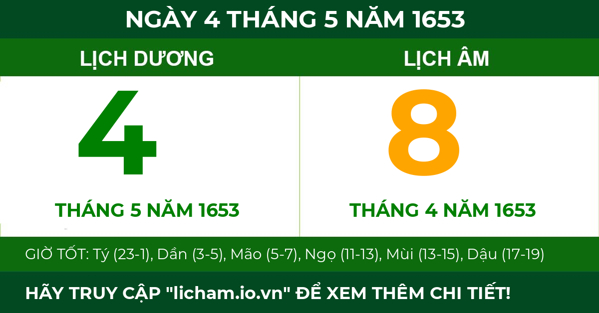 lịch âm ngày 4 tháng 5 năm 1653
