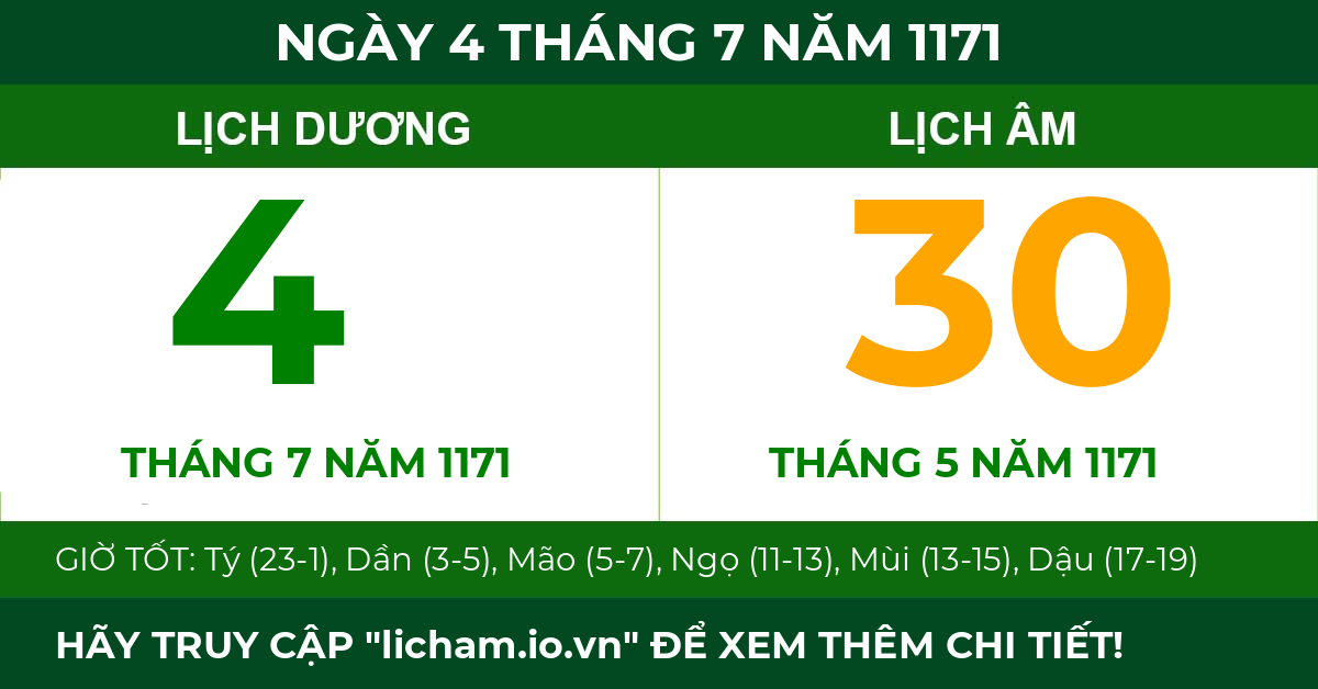lịch âm ngày 4 tháng 7 năm 1171