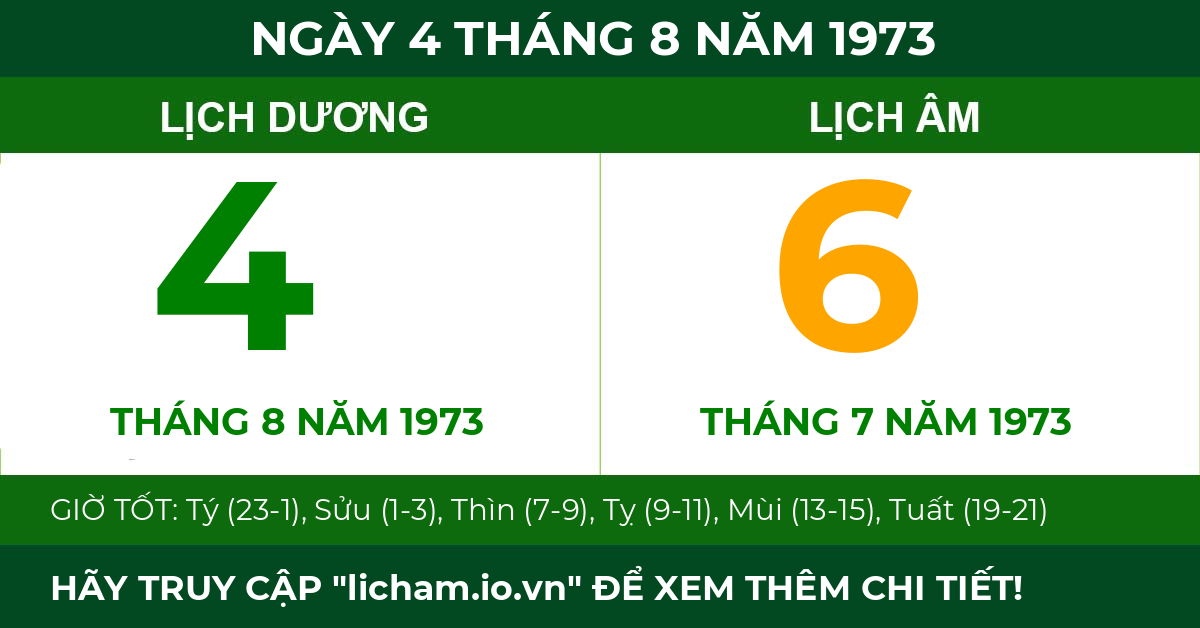 lịch âm ngày 4 tháng 8 năm 1973