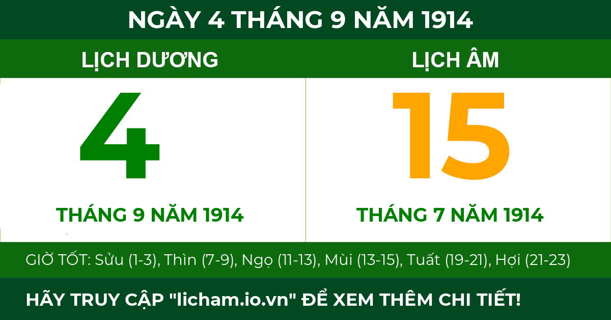 lịch âm ngày 4 tháng 9 năm 1914