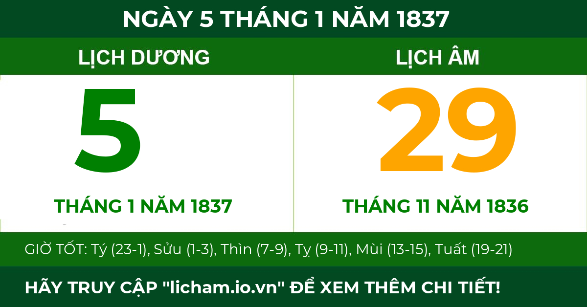 lịch âm ngày 5 tháng 1 năm 1837