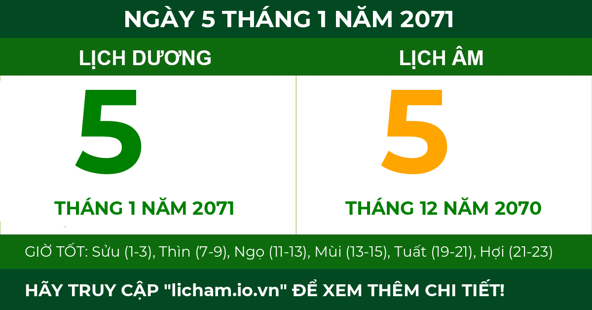 lịch âm ngày 5 tháng 1 năm 2071
