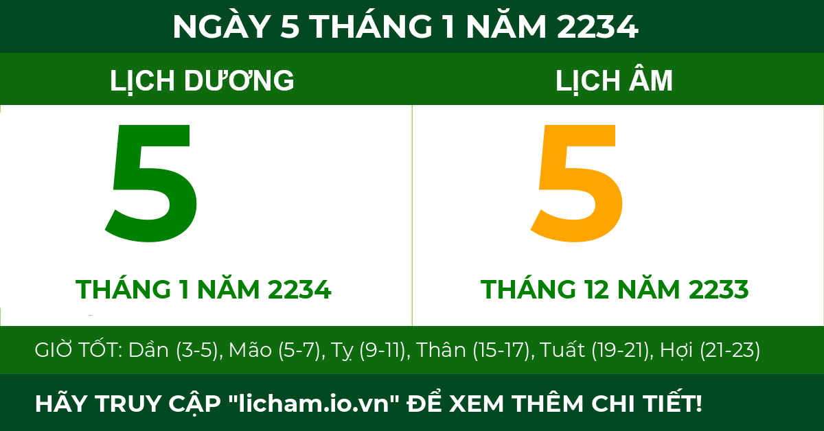 lịch âm ngày 5 tháng 1 năm 2234