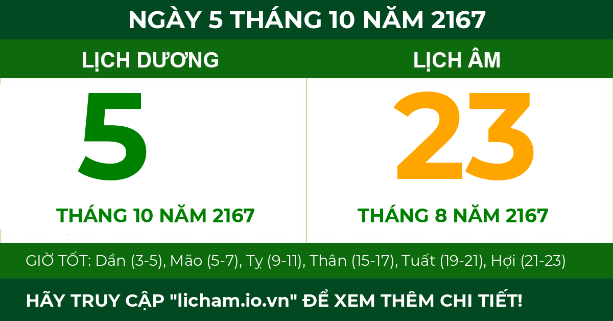 lịch âm ngày 5 tháng 10 năm 2167