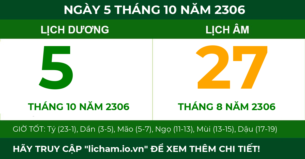 lịch âm ngày 5 tháng 10 năm 2306