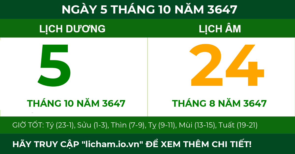 lịch âm ngày 5 tháng 10 năm 3647