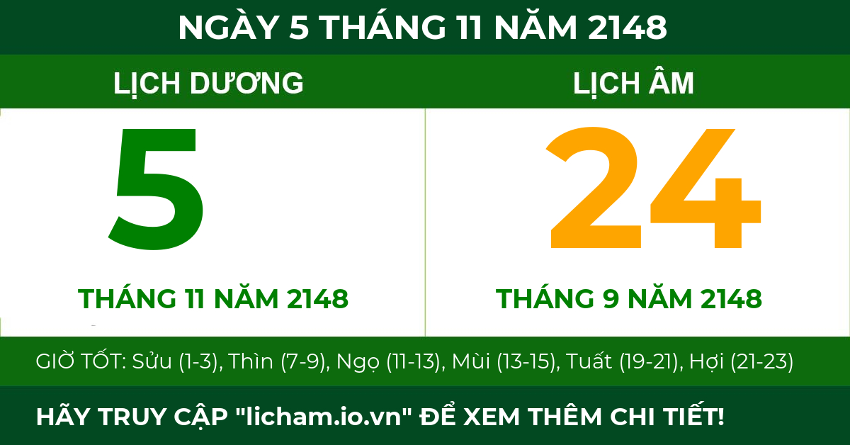 lịch âm ngày 5 tháng 11 năm 2148